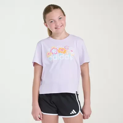 adidas Big Kid Girls Crew Neck Short Sleeve Regular Fit Graphic T-Shirt