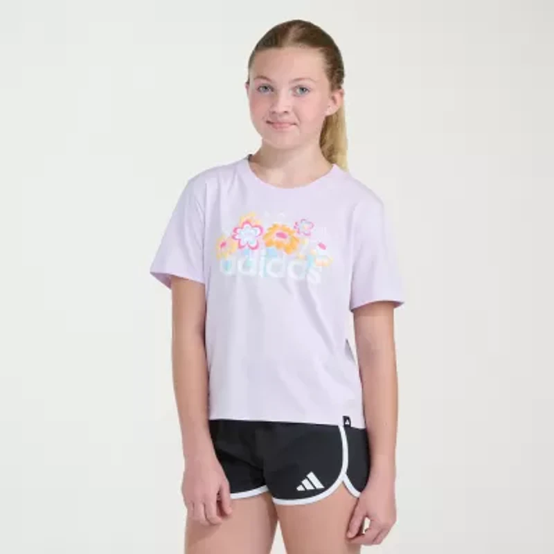 adidas Big Kid Girls Crew Neck Short Sleeve Regular Fit Graphic T-Shirt