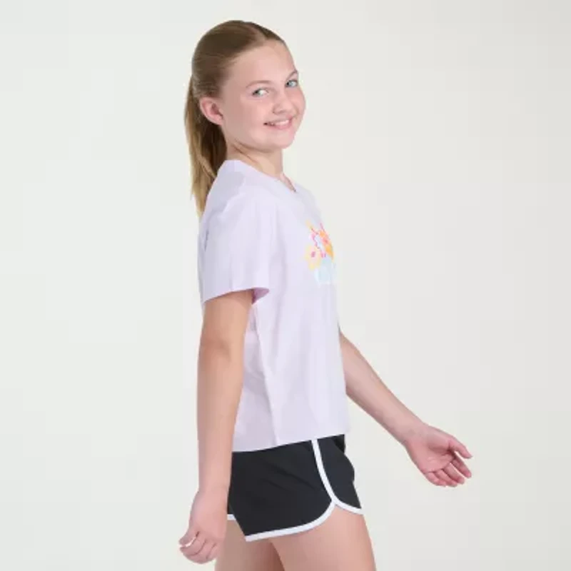 adidas Big Kid Girls Crew Neck Short Sleeve Regular Fit Graphic T-Shirt