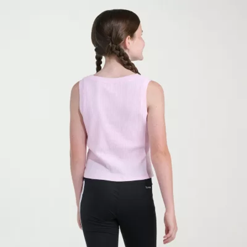 adidas Big Kid Girls Crew Neck Embroidered Sleeveless Active Tank Top