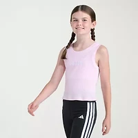 adidas Big Kid Girls Crew Neck Embroidered Sleeveless Active Tank Top