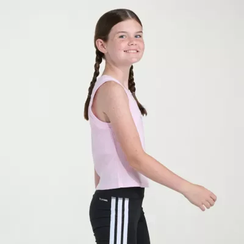 adidas Big Kid Girls Crew Neck Embroidered Sleeveless Active Tank Top