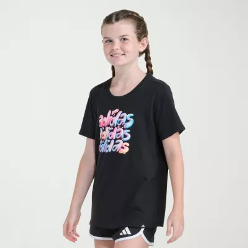 adidas Big Kid Girls Crew Neck Short Sleeve Regular Fit Graphic T-Shirt