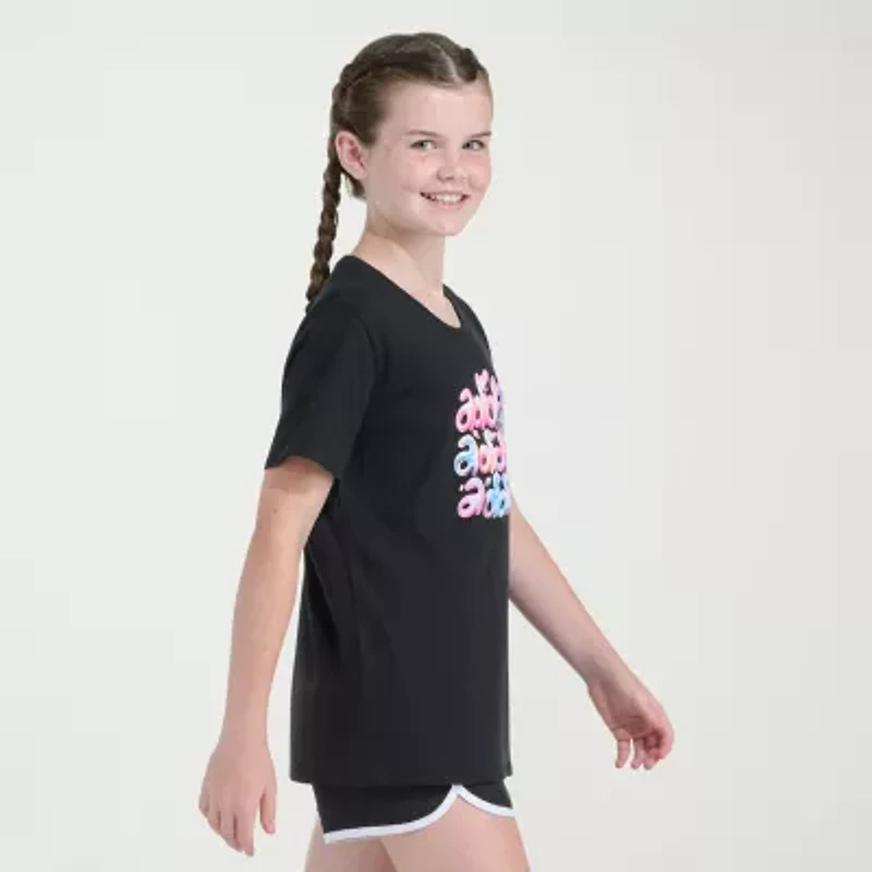 adidas Big Kid Girls Crew Neck Short Sleeve Regular Fit Graphic T-Shirt