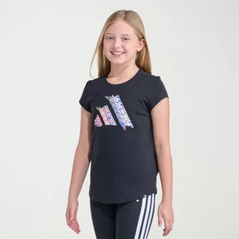 adidas Big Kid Girls Crew Neck Short Sleeve Regular Fit Graphic T-Shirt