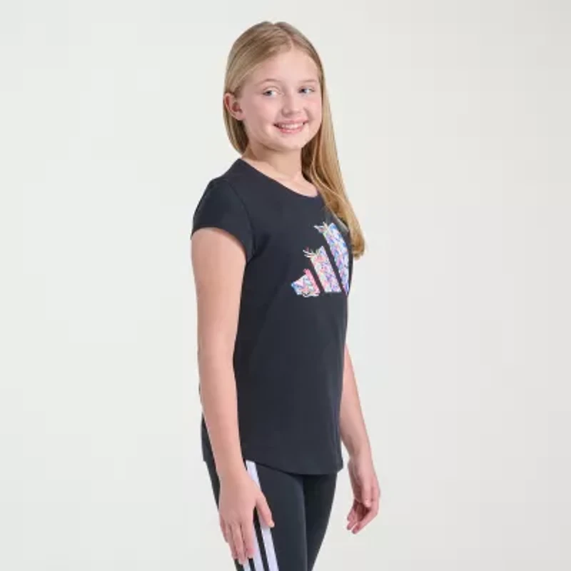 adidas Big Kid Girls Crew Neck Short Sleeve Regular Fit Graphic T-Shirt