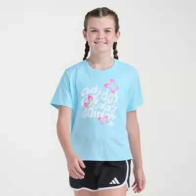 adidas Big Kid Girls Crew Neck Short Sleeve Regular Fit Graphic T-Shirt