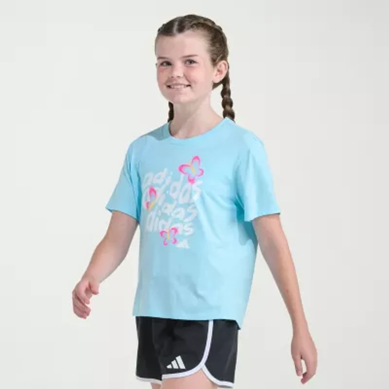 adidas Big Kid Girls Crew Neck Short Sleeve Regular Fit Graphic T-Shirt