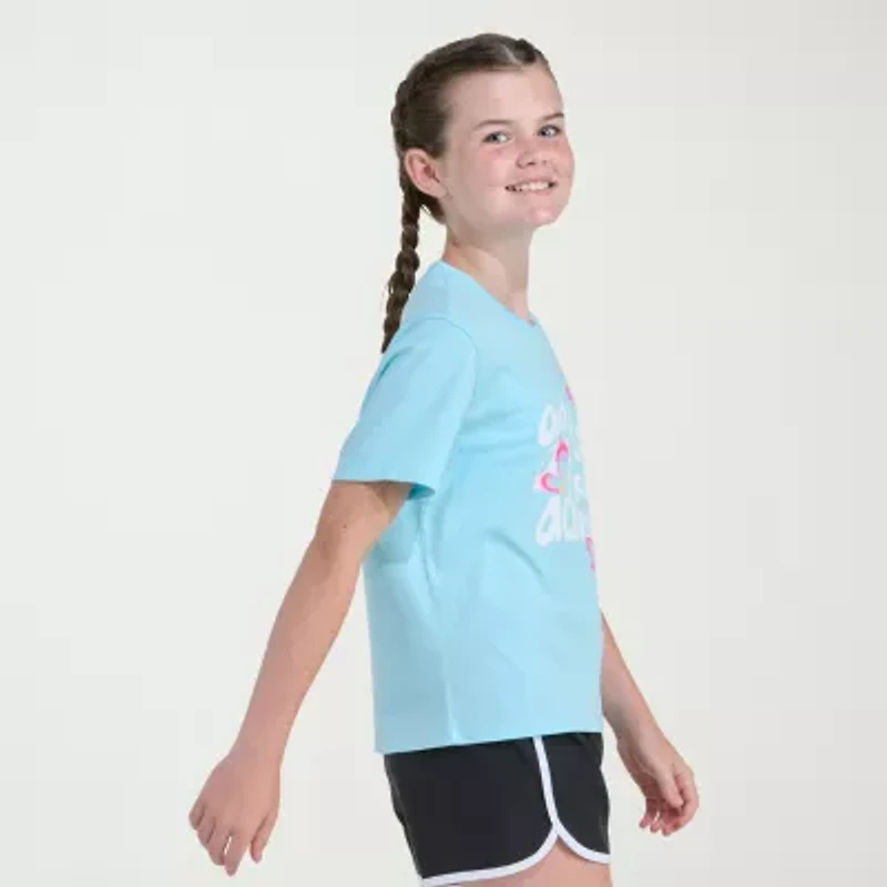 adidas Big Kid Girls Crew Neck Short Sleeve Regular Fit Graphic T-Shirt