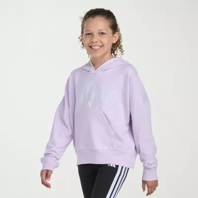 adidas Big Kid Girls Hooded Long Sleeve Loose Fit Graphic T-Shirt