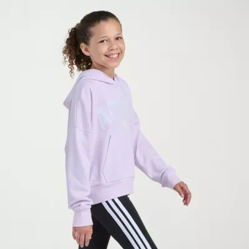 adidas Big Kid Girls Hooded Long Sleeve Loose Fit Graphic T-Shirt