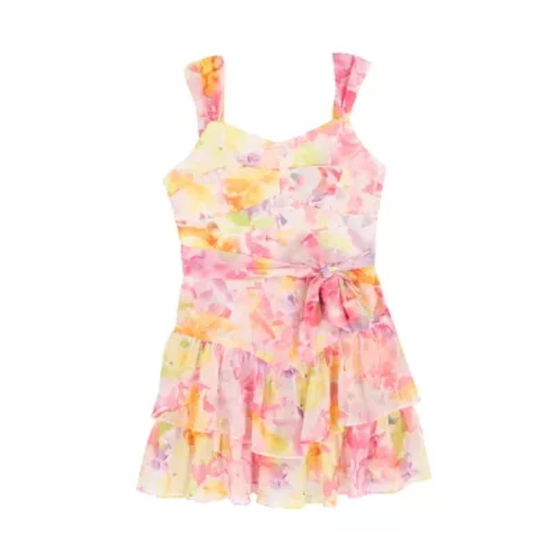 Rare Editions Big Kid Girls Sleeveless Floral Romper
