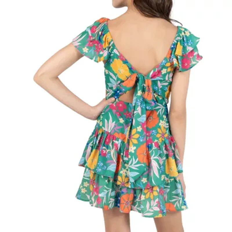 Rare Editions Big Kid Girls Short Sleeve Floral Romper