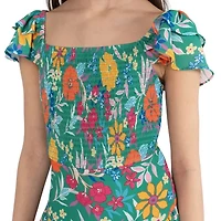 Rare Editions Big Kid Girls Short Sleeve Floral Romper