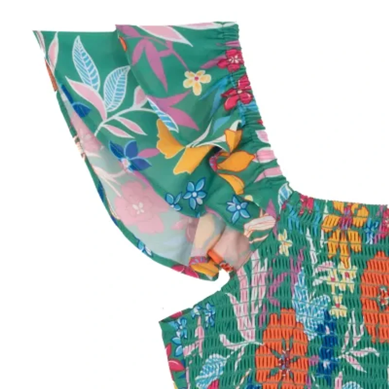 Rare Editions Big Kid Girls Short Sleeve Floral Romper