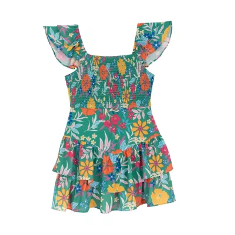 Rare Editions Big Kid Girls Short Sleeve Floral Romper