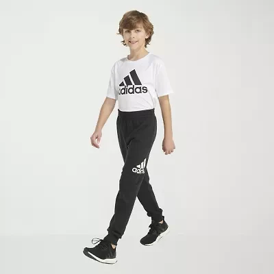 adidas Little Boys Cuffed Mid Rise Regular Fit Fleece Jogger Pant