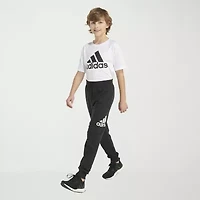 adidas Little Boys Cuffed Mid Rise Regular Fit Fleece Jogger Pant