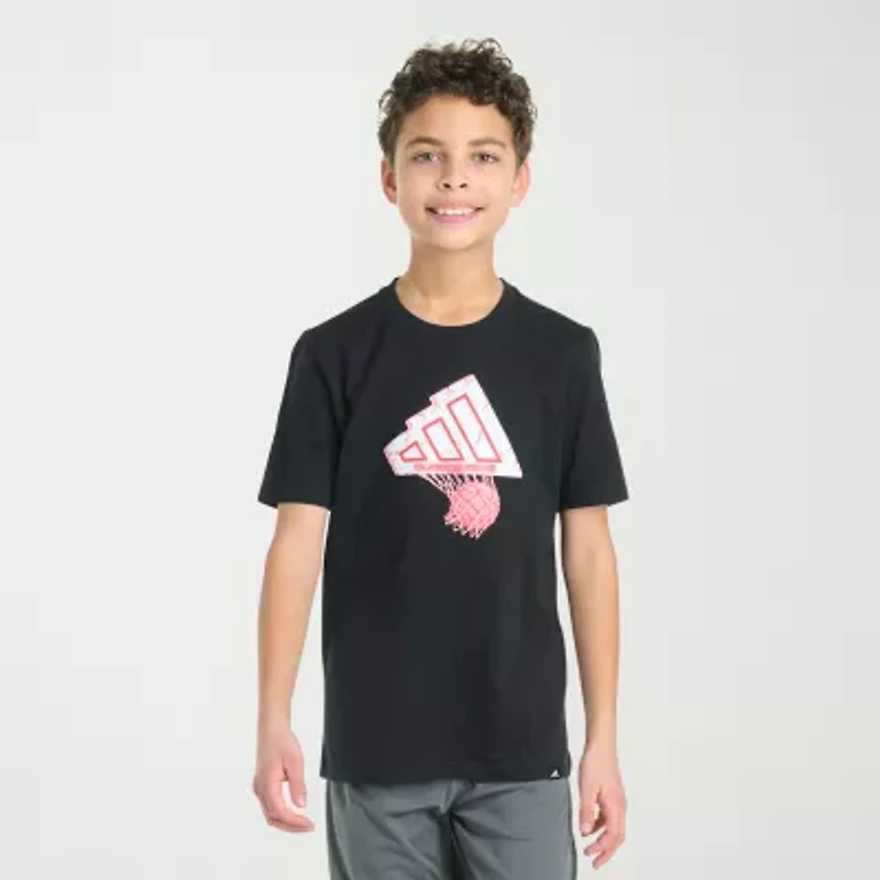 adidas Big Kid Boys Crew Neck Short Sleeve Regular Fit Graphic T-Shirt