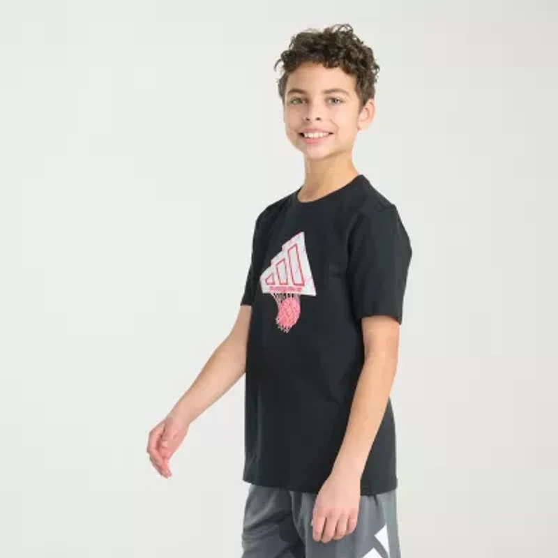 adidas Big Kid Boys Crew Neck Short Sleeve Regular Fit Graphic T-Shirt