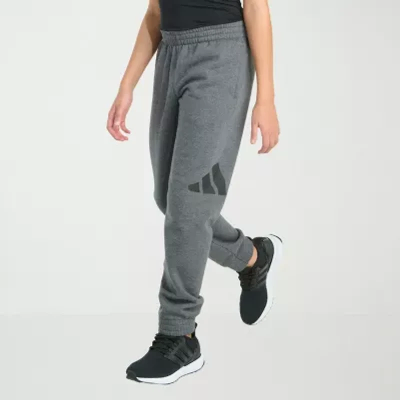 adidas Big Kid Boys Drawstring Waist Cuffed Mid Rise Regular Fit Fleece Jogger Pant
