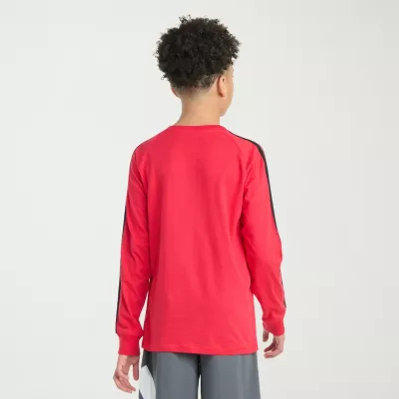 adidas Big Kid Boys Crew Neck Long Sleeve Regular Fit Graphic T-Shirt