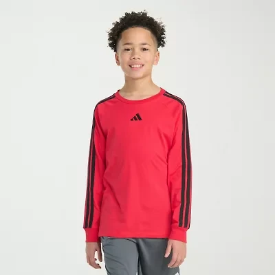 adidas Big Kid Boys Crew Neck Long Sleeve Regular Fit Graphic T-Shirt