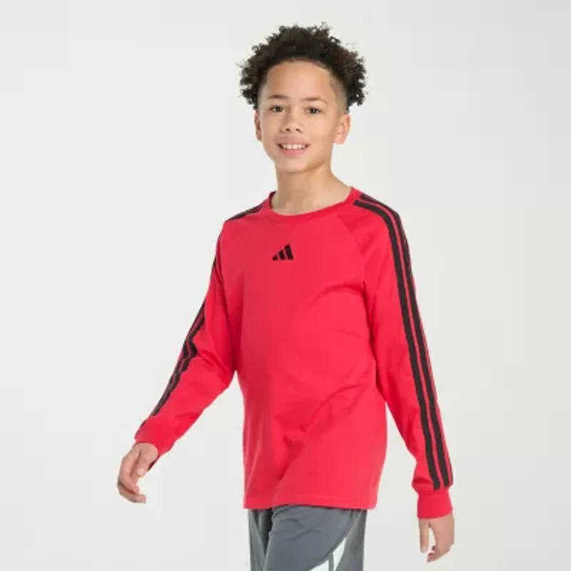 adidas Big Kid Boys Crew Neck Long Sleeve Regular Fit Graphic T-Shirt