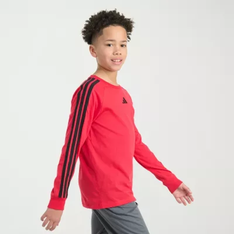 adidas Big Kid Boys Crew Neck Long Sleeve Regular Fit Graphic T-Shirt