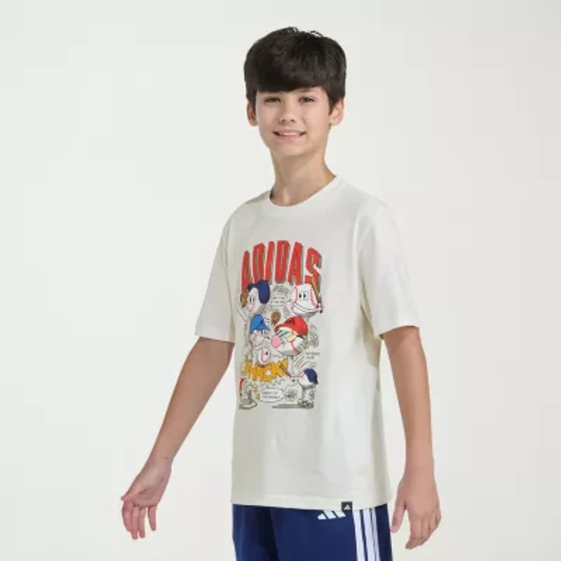 adidas Big Kid Boys Crew Neck Short Sleeve Regular Fit Graphic T-Shirt