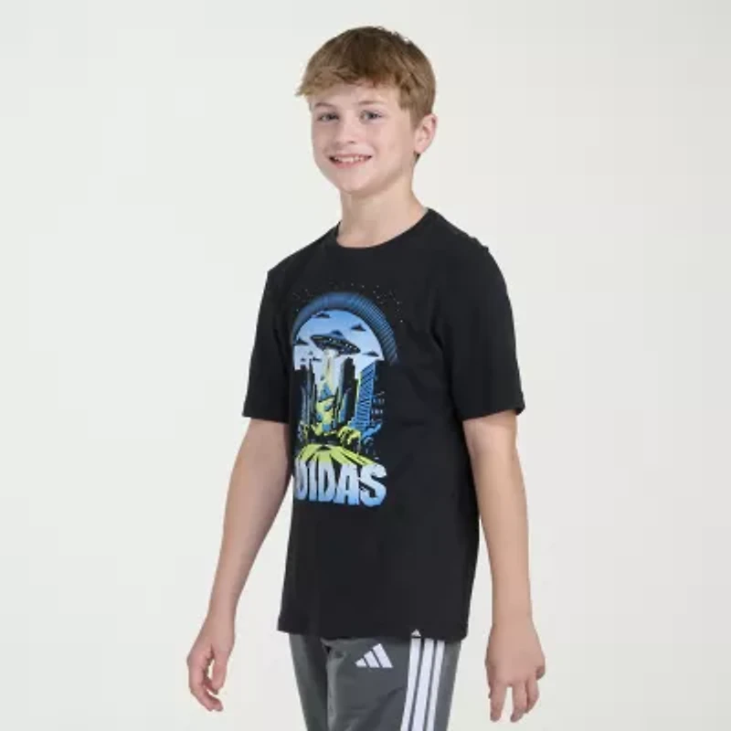 adidas Big Kid Boys Crew Neck Short Sleeve Regular Fit Graphic T-Shirt
