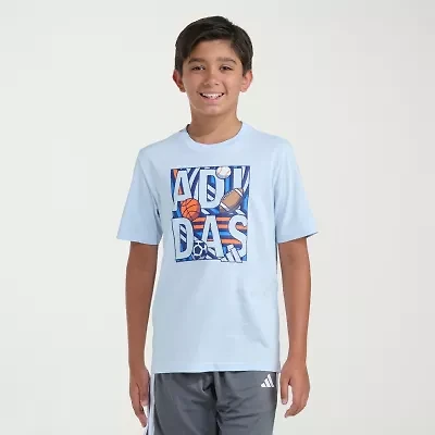 adidas Big Kid Boys Crew Neck Short Sleeve Regular Fit Graphic T-Shirt