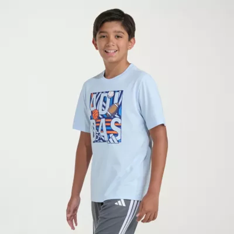 adidas Big Kid Boys Crew Neck Short Sleeve Regular Fit Graphic T-Shirt