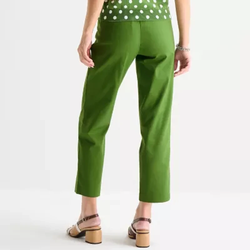 Liz Claiborne Emma Sateen Womens Tall Straight Mid Rise Ankle Pant