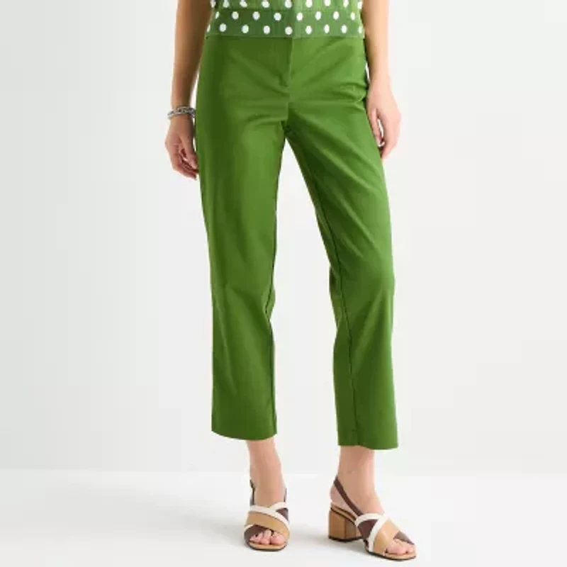 Liz Claiborne Emma Sateen Womens Tall Straight Mid Rise Ankle Pant