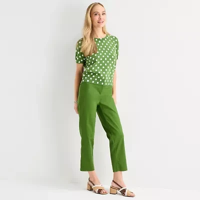 Liz Claiborne Emma Sateen Womens Tall Straight Mid Rise Ankle Pant