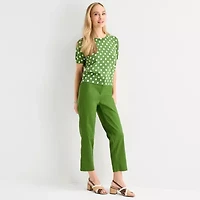 Liz Claiborne Emma Sateen Womens Tall Straight Mid Rise Ankle Pant