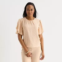 Liz Claiborne Womens Tall Short Sleeve Blouse