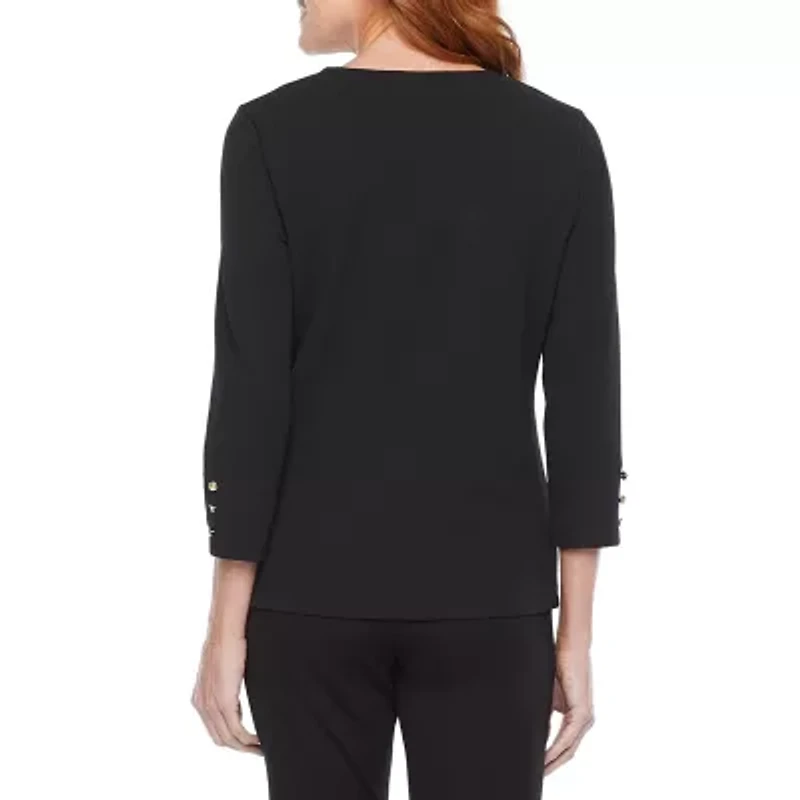 Liz Claiborne Womens Tall Short Sleeve Regular Fit Henley Shirt