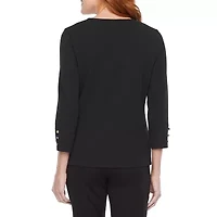 Liz Claiborne Womens Tall Short Sleeve Regular Fit Henley Shirt