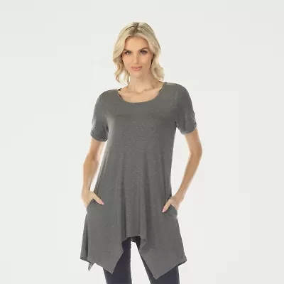 White Mark Swing Womens Scoop Neck Short Sleeve Tunic Top