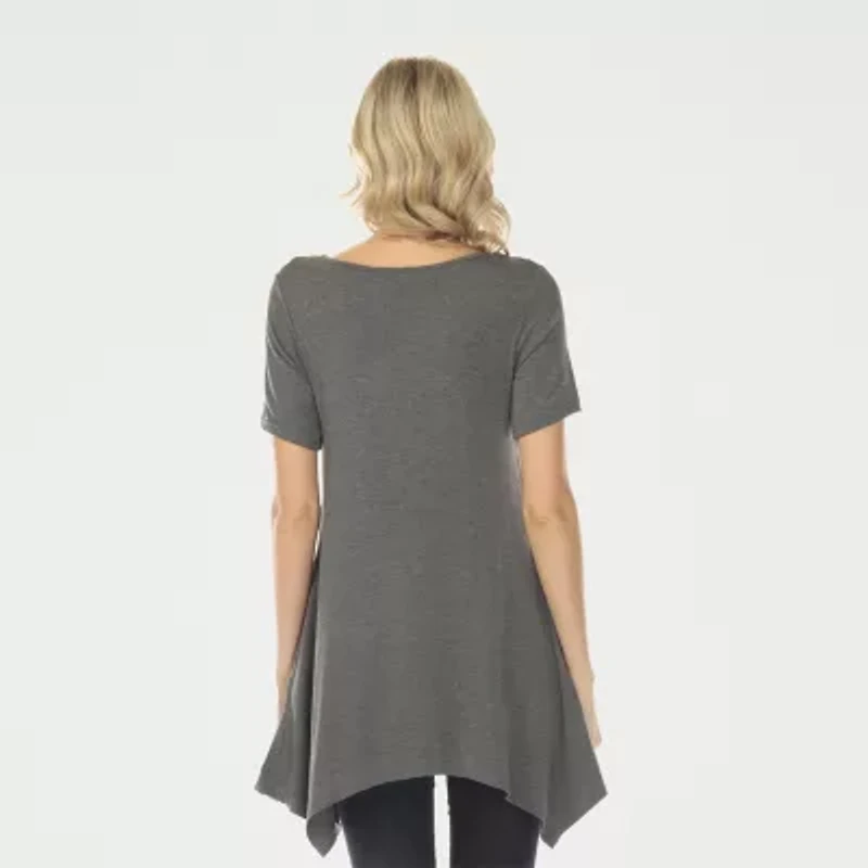 White Mark Swing Womens Scoop Neck Short Sleeve Tunic Top
