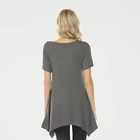 White Mark Swing Womens Scoop Neck Short Sleeve Tunic Top