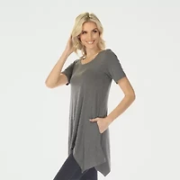 White Mark Swing Womens Scoop Neck Short Sleeve Tunic Top