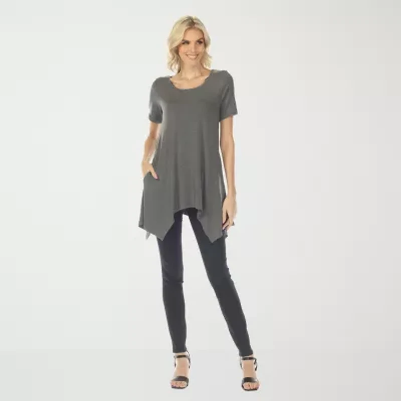 White Mark Swing Womens Scoop Neck Short Sleeve Tunic Top