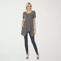 White Mark Swing Womens Scoop Neck Short Sleeve Tunic Top