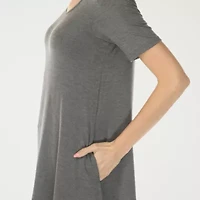 White Mark Swing Womens Scoop Neck Short Sleeve Tunic Top