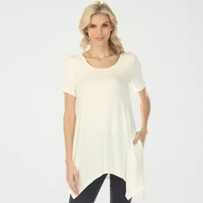 White Mark Swing Womens Scoop Neck Short Sleeve Tunic Top