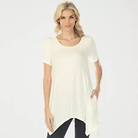 White Mark Swing Womens Scoop Neck Short Sleeve Tunic Top
