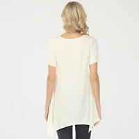 White Mark Swing Womens Scoop Neck Short Sleeve Tunic Top